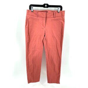 Ann Taylor Women's Pink Mid Rise Flat Front Crop Khaki Pants Back Seam Size 6